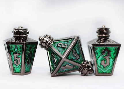 Gamers Guild AZ Foam Brain Games Moonlit Lantern: Midnight Acidfire - Metal RPG Dice Set Foam Brain Games