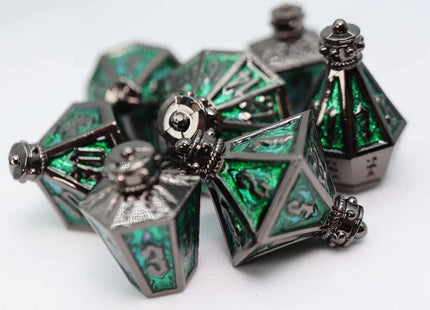 Gamers Guild AZ Foam Brain Games Moonlit Lantern: Midnight Acidfire - Metal RPG Dice Set Foam Brain Games