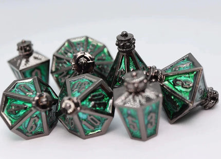 Gamers Guild AZ Foam Brain Games Moonlit Lantern: Midnight Acidfire - Metal RPG Dice Set Foam Brain Games