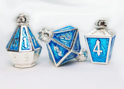 Gamers Guild AZ Foam Brain Games Moonlit Lantern: Silvered Frostfire - Metal RPG Dice Set Foam Brain Games