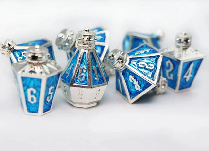 Gamers Guild AZ Foam Brain Games Moonlit Lantern: Silvered Frostfire - Metal RPG Dice Set Foam Brain Games