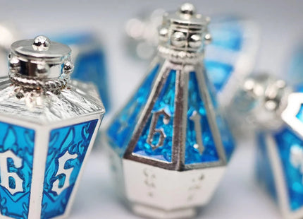 Gamers Guild AZ Foam Brain Games Moonlit Lantern: Silvered Frostfire - Metal RPG Dice Set Foam Brain Games