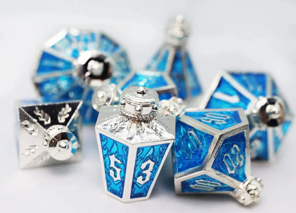 Gamers Guild AZ Foam Brain Games Moonlit Lantern: Silvered Frostfire - Metal RPG Dice Set Foam Brain Games