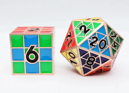 Gamers Guild AZ Foam Brain Games Puzzle Cube: Copper - Metal 8 piece Dice Set Foam Brain Games