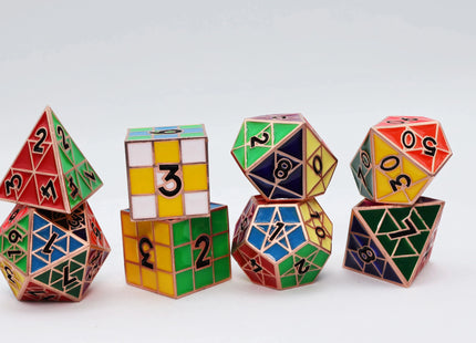 Gamers Guild AZ Foam Brain Games Puzzle Cube: Copper - Metal 8 piece Dice Set Foam Brain Games