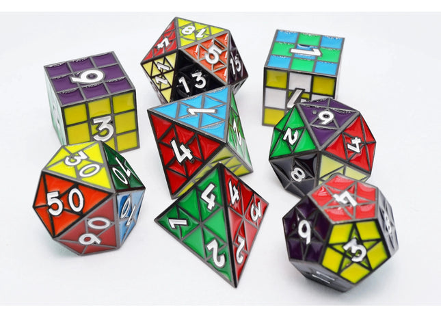 Gamers Guild AZ Foam Brain Games Puzzle Cube: Midnight Metal - Metal 8 piece Dice Set Foam Brain Games