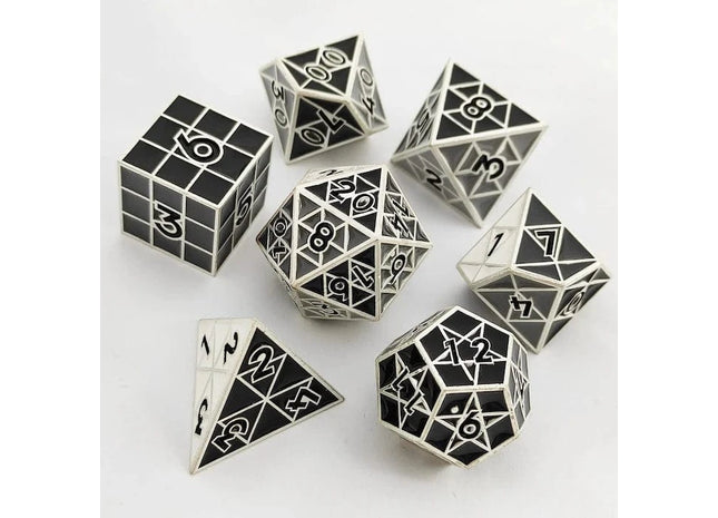 Gamers Guild AZ Foam Brain Games Puzzle Cube: Shades of Gray - Metal 8 piece Dice Set Foam Brain Games