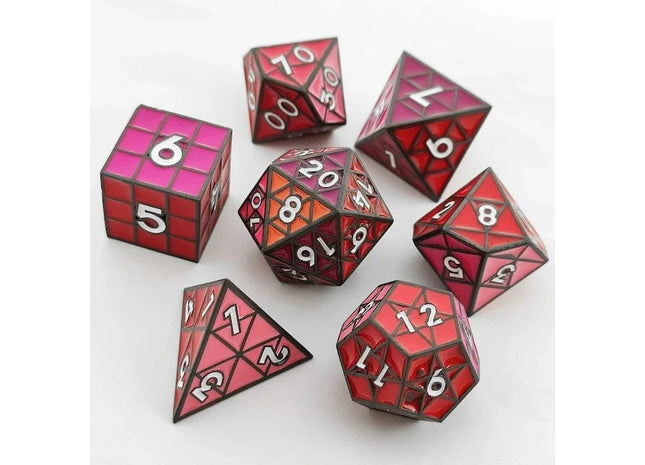 Gamers Guild AZ Foam Brain Games Puzzle Cube: Shades of Red - Metal 8 piece Dice Set Foam Brain Games