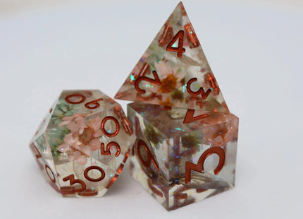 Gamers Guild AZ Foam Brain Games Sharp Edge Resin RPG Dice Set - Beautiful Blossom Foam Brain Games