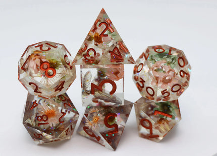 Gamers Guild AZ Foam Brain Games Sharp Edge Resin RPG Dice Set - Beautiful Blossom Foam Brain Games