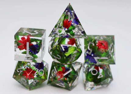 Gamers Guild AZ Foam Brain Games Sharp Edge Resin RPG Dice Set - Harmonious Buds Foam Brain Games