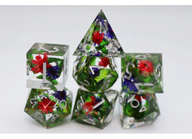 Gamers Guild AZ Foam Brain Games Sharp Edge Resin RPG Dice Set - Harmonious Buds Foam Brain Games