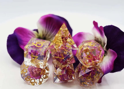 Gamers Guild AZ Foam Brain Games Sharp Edge Resin RPG Dice Set - Purple Lotus Foam Brain Games