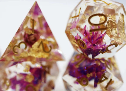 Gamers Guild AZ Foam Brain Games Sharp Edge Resin RPG Dice Set - Purple Lotus Foam Brain Games