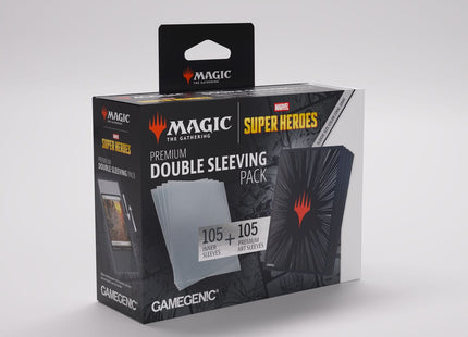 Gamers Guild AZ Gamegenic Gamegenic: Premium Double Sleeving Pack 100 - Magic the Gathering | Marvel Super Heroes - Comic Burst Black (Pre-Order) Asmodee