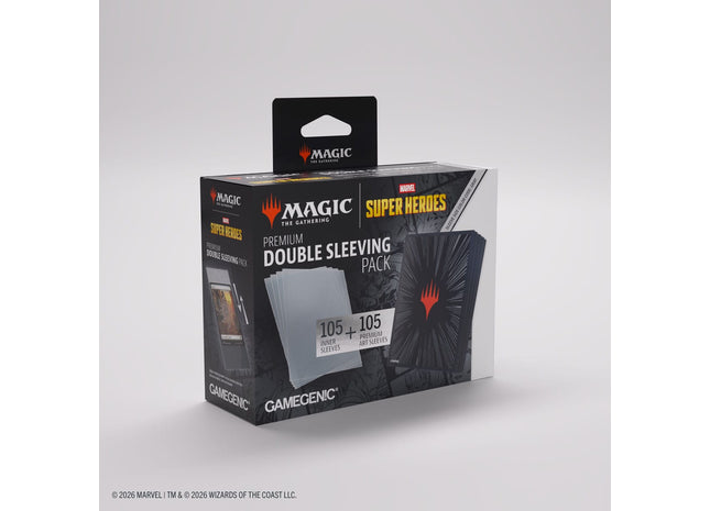 Gamers Guild AZ Gamegenic Gamegenic: Premium Double Sleeving Pack 100 - Magic the Gathering | Marvel Super Heroes - Comic Burst Black (Pre-Order) Asmodee