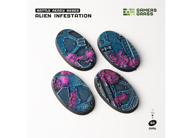 Gamers Guild AZ GamersGrass GamersGrass: Alien Infestation Bases, Oval 60mm (x4) GamersGrass