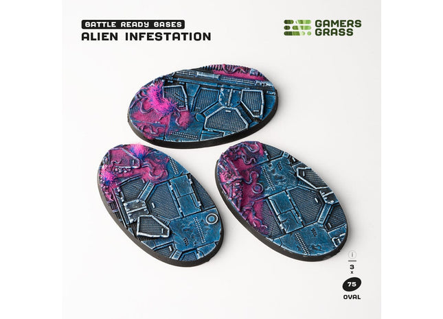 Gamers Guild AZ GamersGrass GamersGrass: Alien Infestation Bases, Oval 75mm (x3) GamersGrass