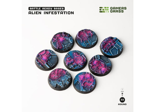 Gamers Guild AZ GamersGrass GamersGrass: Alien Infestation Bases, Round 32mm (x8) GamersGrass