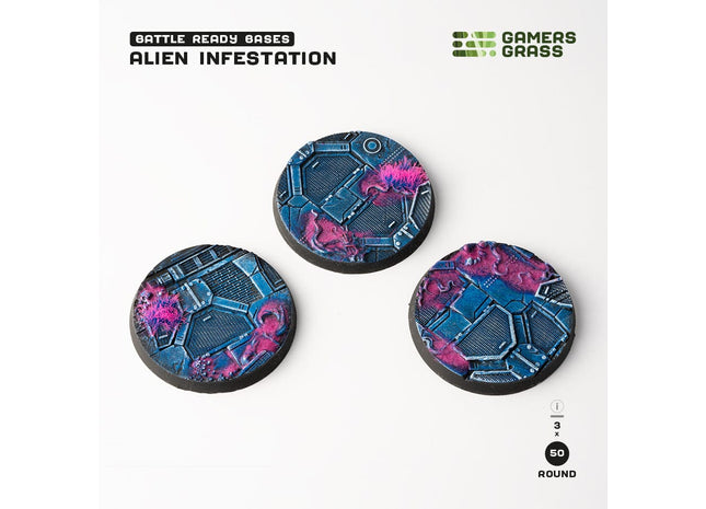 Gamers Guild AZ GamersGrass GamersGrass: Alien Infestation Bases, Round 50mm (x3) GamersGrass