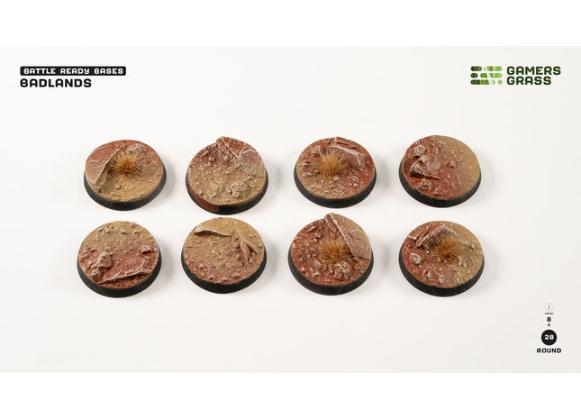 Gamers Guild AZ GamersGrass GamersGrass: Badlands Bases, Round 28mm (x8) GamersGrass
