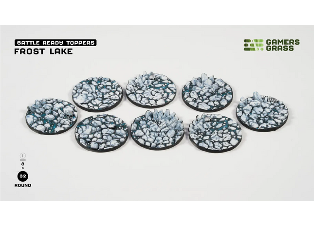 Gamers Guild AZ GamersGrass GamersGrass: Battle Ready Toppers - Frost Lake - Round 32mm (x8) GamersGrass