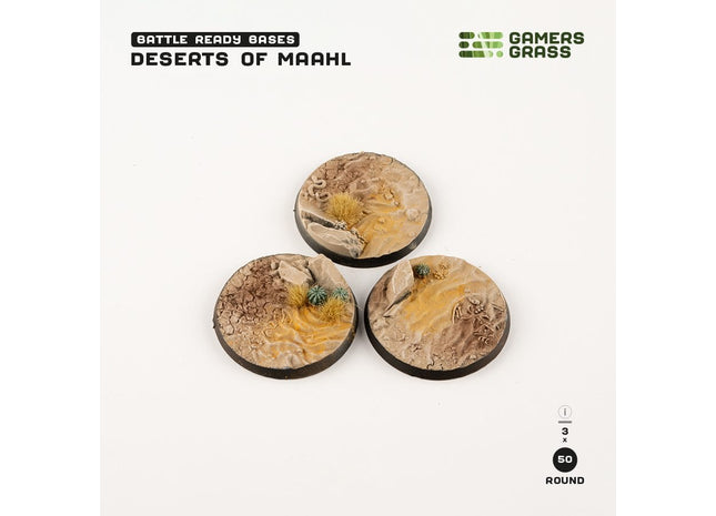 Gamers Guild AZ GamersGrass GamersGrass: Deserts of Maahl Bases, Round 50mm (x3) GamersGrass