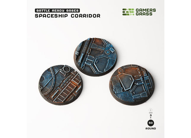 Gamers Guild AZ GamersGrass GamersGrass: Spaceship Corridor Bases, Round 50mm (x3) GamersGrass