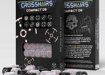 Gamers Guild AZ Gaming Accessories Crosshairs Compact D6 Dice: Black And Pearl (Pre-Order) GTS