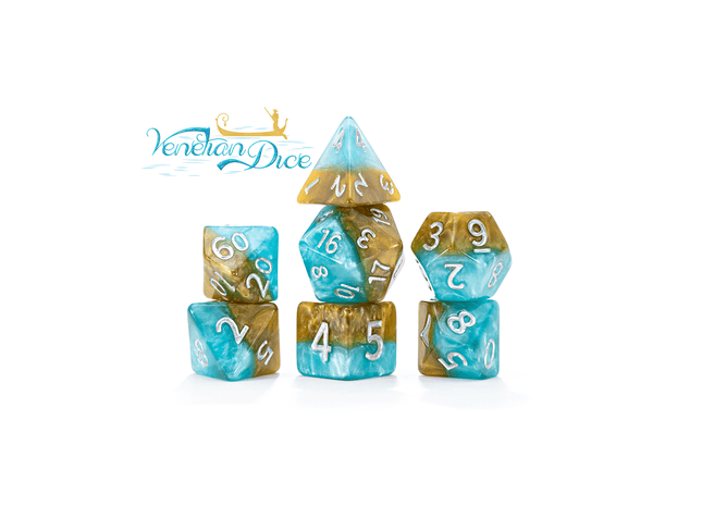 Gamers Guild AZ Gate Keeper Games Gate Keeper Games 7 Die Set: Halfsies Dice - Venetian  Dice Gate Keeper Games