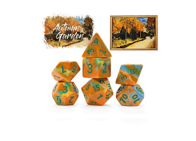 Gamers Guild AZ Gate Keeper Games Gate Keeper Games 7 Die Set: Van Gogh - Autumn Garden Gate Keeper Games