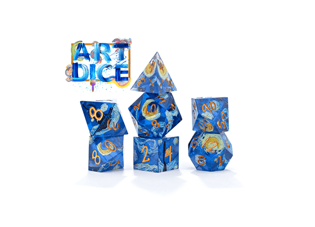 Gamers Guild AZ Gate Keeper Games Gate Keeper Games Set of 7 RPG Dice: Art Dice - Van Gough Starry Night Gate Keeper Games