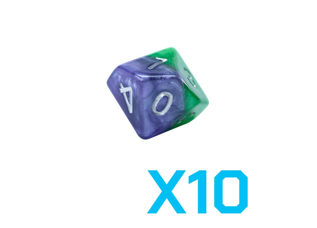 Gamers Guild AZ Gate Keeper Games GKG552-10d10 - Gate Keeper Games Set of 10 D10: Joker Halfsies Dice Gate Keeper Games