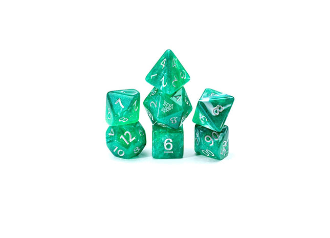 Gamers Guild AZ Gate Keeper Games GKGAE227-7d - Gate Keeper Games 7 Die Set: Hollyday Pine Christmas Aether Dice Gate Keeper Games