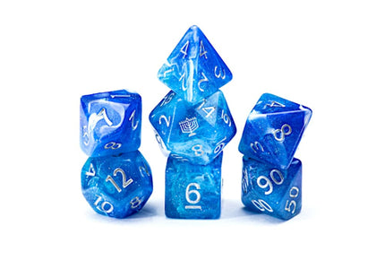 Gamers Guild AZ Gate Keeper Games GKGAE337-7d - Gate Keeper Games 7 Die Set: Chanukah Hanukkah Aether Dice - Black Friday Gate Keeper Games