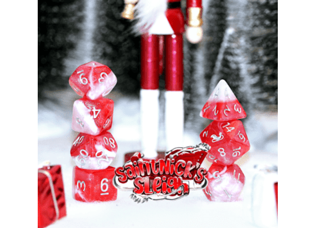 Gamers Guild AZ Gate Keeper Games GKGAEH17-7d - Gate Keeper Games 7 Die Set: Saint Nicks Sleigh Aether Dice Gate Keeper Games