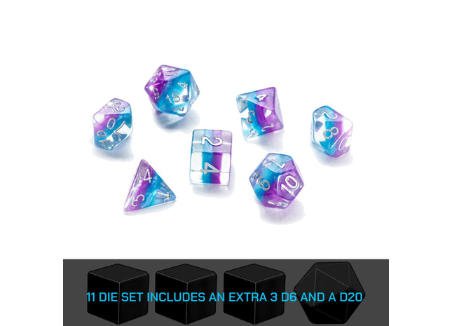 Gamers Guild AZ Gate Keeper Games GKGE0530-11d - Gate Keeper Games 11 Die Set: Cyanethyst Eclipse Dice Gate Keeper Games