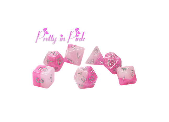 Gamers Guild AZ Gate Keeper Games GKGH11-7d - Gate Keeper Games 7 Die Set: Pretty in Pink Halfsies Dice Gate Keeper Games