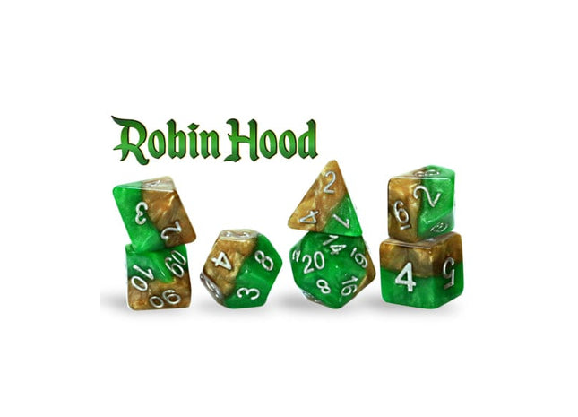 Gamers Guild AZ Gate Keeper Games GKGH20-7d - Gate Keeper Games 7 Die Set: Robin Hood Halfsies Dice Gate Keeper Games