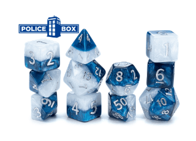 Gamers Guild AZ Gate Keeper Games GKGH37-11d - Gate Keeper Games 11 Die Set: Police Box Halfsies Dice - Black Friday Gate Keeper Games