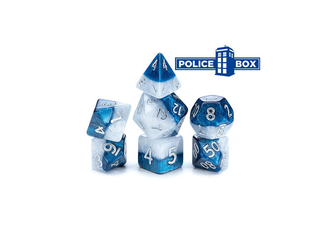 Gamers Guild AZ Gate Keeper Games GKGH37-7d - Gate Keeper Games 7 Die Set: Police Box Halfsies Dice Gate Keeper Games