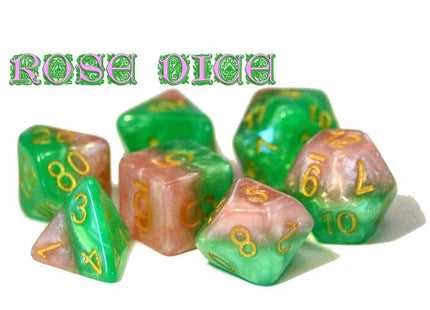 Gamers Guild AZ Gate Keeper Games GKGH512-7d - Gate Keeper Games 7 Die Set: Rose Halfsies Dice - Black Friday Gate Keeper Games
