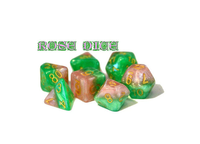 Gamers Guild AZ Gate Keeper Games GKGH512-7d - Gate Keeper Games 7 Die Set: Rose Halfsies Dice - Black Friday Gate Keeper Games