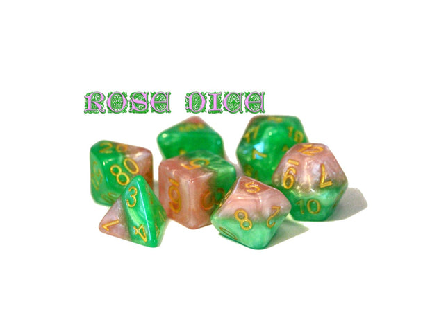 Gamers Guild AZ Gate Keeper Games GKGH512-7d - Gate Keeper Games 7 Die Set: Rose Halfsies Dice Gate Keeper Games