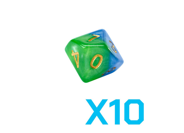 Gamers Guild AZ Gate Keeper Games GKGH523-10d10 - Gate Keeper Games Set of 10 D10: Mother Earth Halfsies Dice Gate Keeper Games