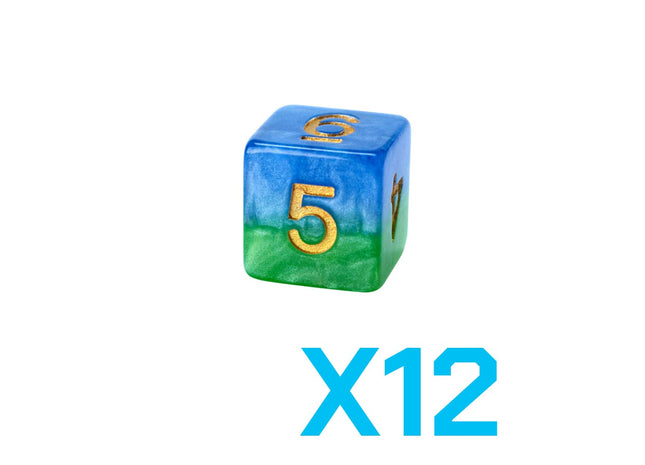 Gamers Guild AZ Gate Keeper Games GKGH523-12d6 - Gate Keeper Games Set of 12 D6: Mother Earth Halfsies Dice Gate Keeper Games