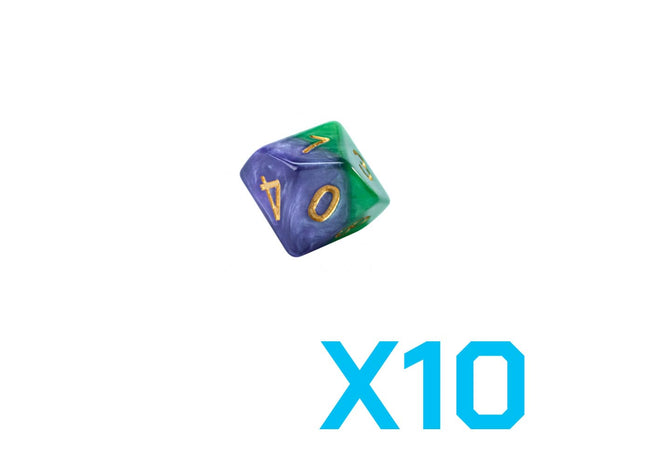 Gamers Guild AZ Gate Keeper Games GKGH525-10d10 - Gate Keeper Games Set of 10 D10: Gamma Halfsies Dice Gate Keeper Games