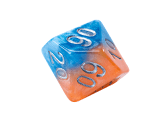 Gamers Guild AZ Gate Keeper Games GKGH534-10d10 - Gate Keeper Games Set of 10 D10: Fire & Dice Halfsies Dice Gate Keeper Games