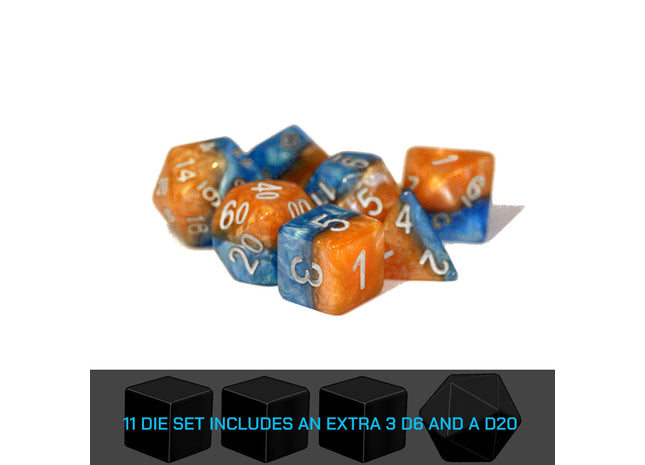 Gamers Guild AZ Gate Keeper Games GKGH534-11d - Gate Keeper Games 11 Die Set: Fire & Dice Halfsies Dice Gate Keeper Games
