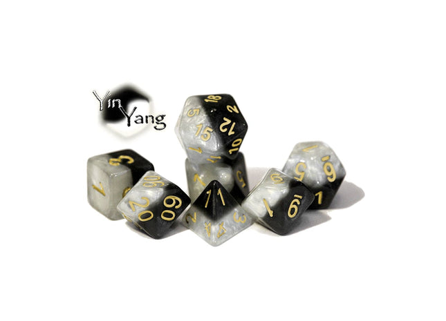 Gamers Guild AZ Gate Keeper Games GKGH578-7d - Gate Keeper Games 7 Die Set: Yin Yang Halfsies Dice Gate Keeper Games